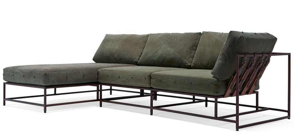 Угловой диван Olive Military Fabric Sectional sofa
