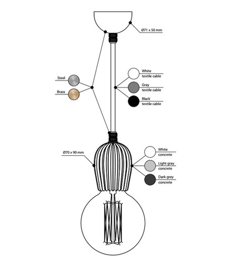 Подвесной светильник BETON RIB