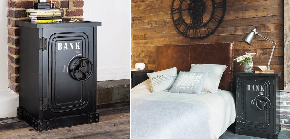 Приставная металлическая тумба в стиле лофт BANK Side Table