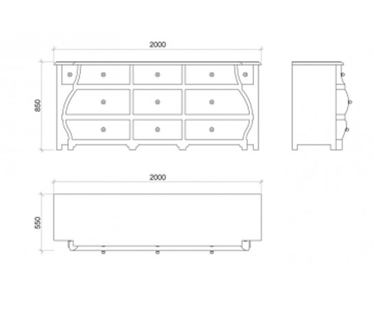 Комод винтаж Dialma Brown blu scuro Тёмно-синий