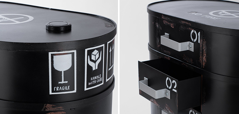 Тумба на колесах металлическая округлой формы в стиле Лофт Loft Vintage