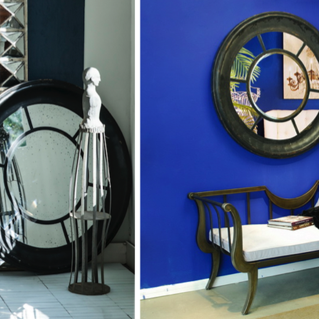 Зеркало настенное состаренное Black Round Window