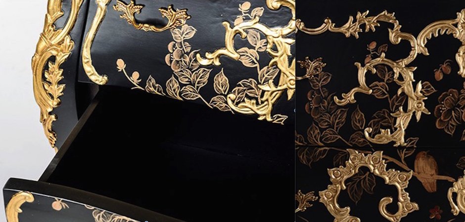 Комод в стиле французского рококо Baroque Сasket Черный