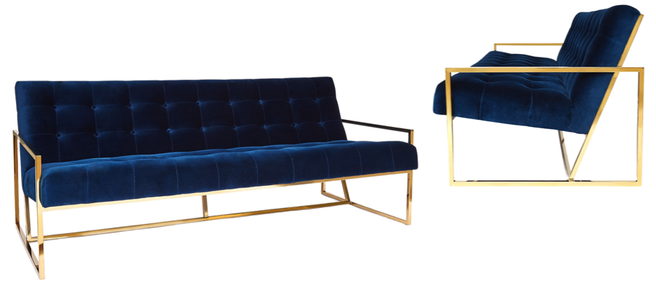 Софа Navy Velvet Apartment Sofa