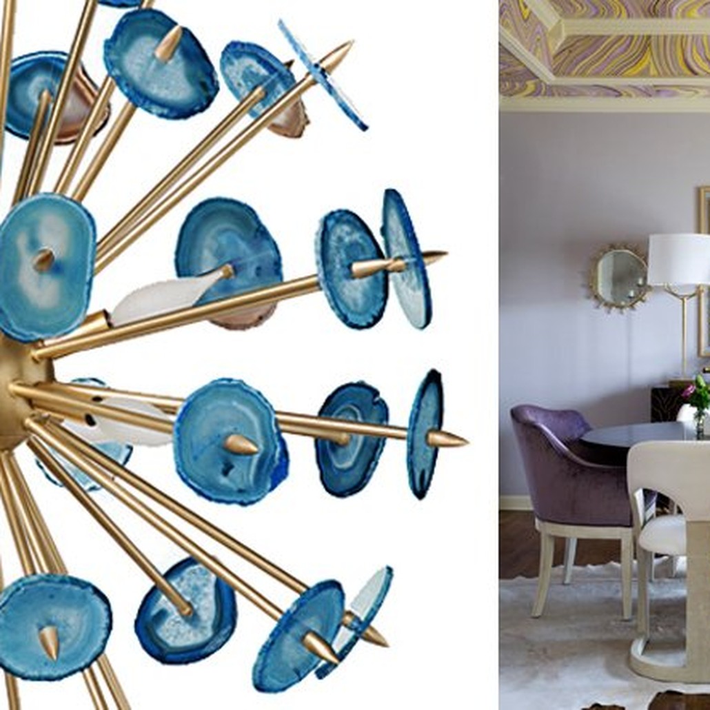 Люстра  Agate Burst Chandelier BLUE с синими агатами