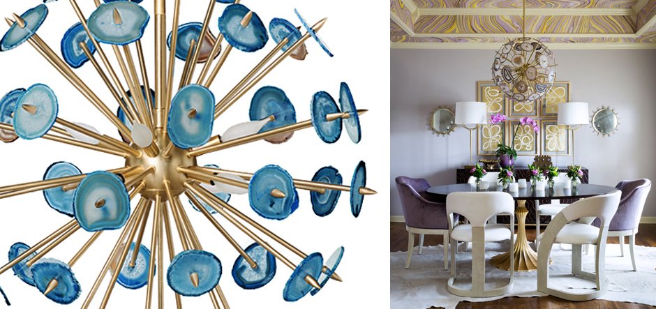 Люстра Agate Burst Chandelier BLUE с синими агатами