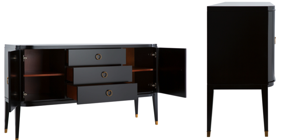 Комод в стиле неоклассика с 3-мя ящиками и 2-мя дверцами Coco Чёрный