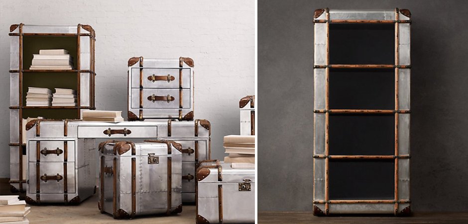 Richards Polished Aluminum Shelving Bookcase