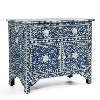 Комод инкрустация костью ORIENTAL Indian синий орнамент