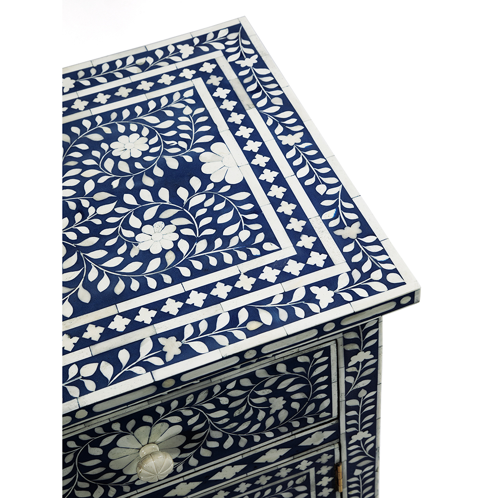 Комод инкрустация костью ORIENTAL Indian синий орнамент