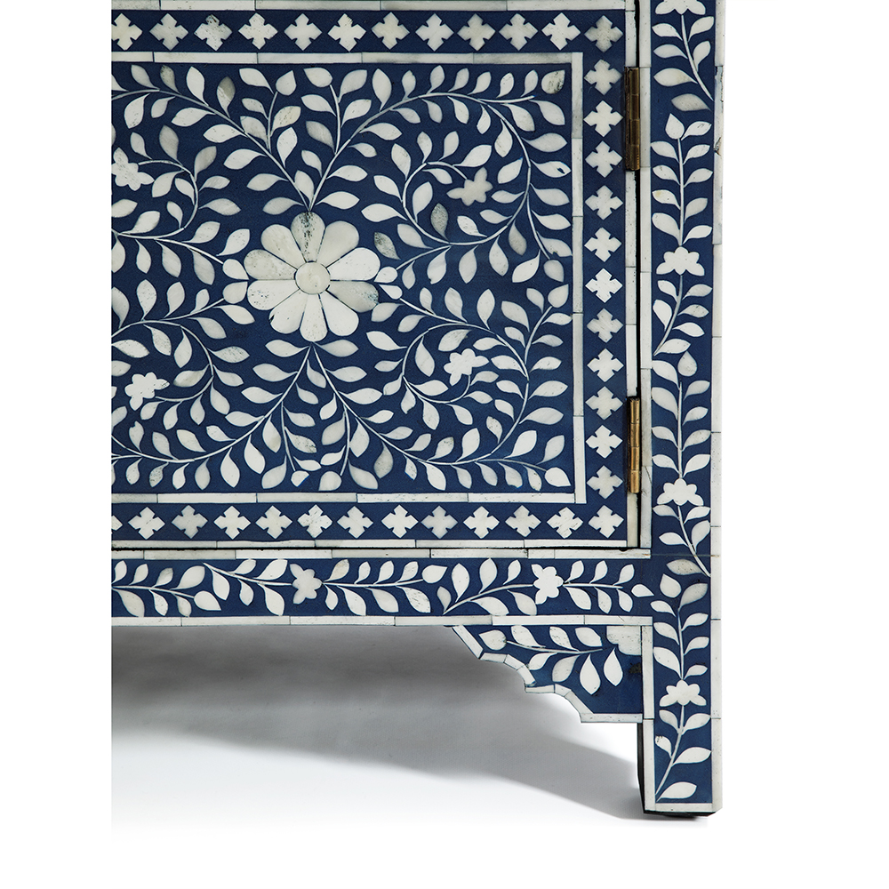 Комод инкрустация костью ORIENTAL Indian синий орнамент