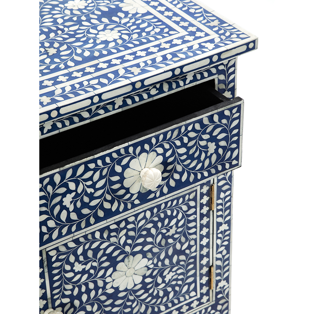Комод инкрустация костью ORIENTAL Indian синий орнамент