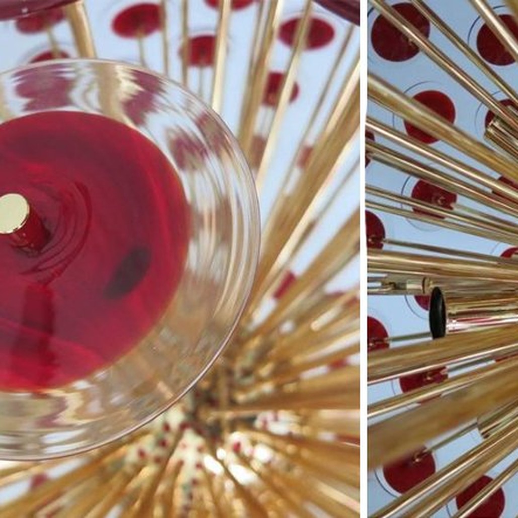 Murano Red Disco Glass Sputnik Chandelier Vistosi