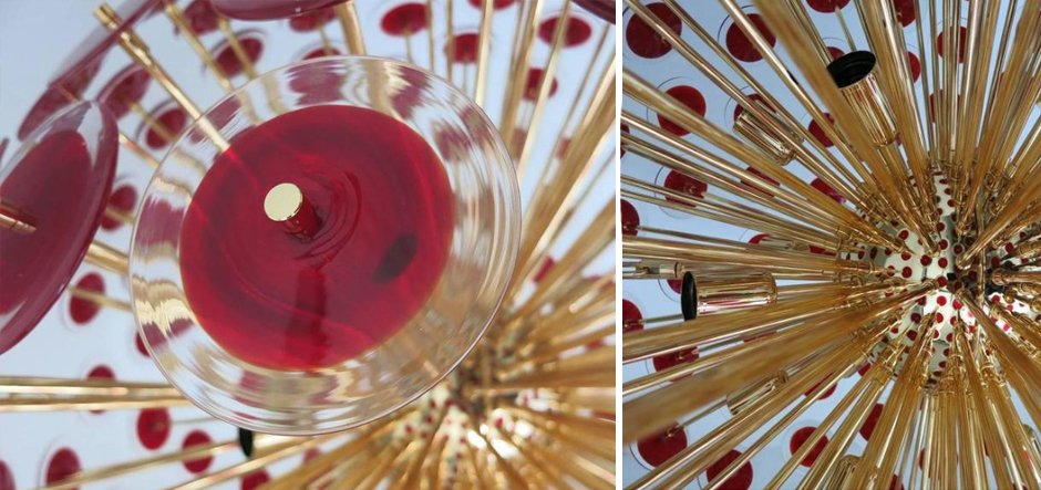 Murano Red Disco Glass Sputnik Chandelier Vistosi