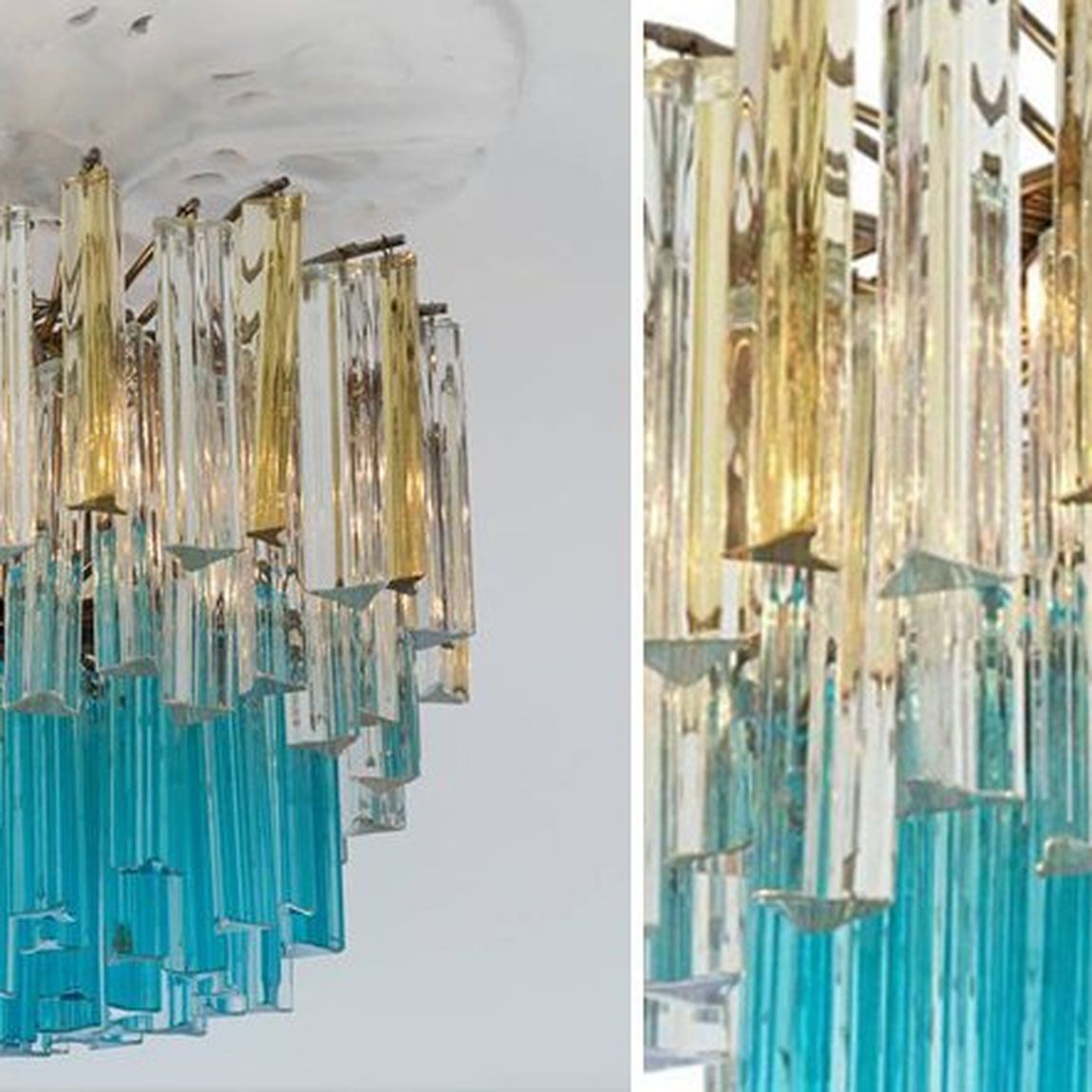 1960s Vintage Murano Glass Chandelier turquoise glass