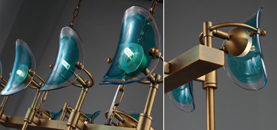 Люстра Lily Turquoise Glass rectangle