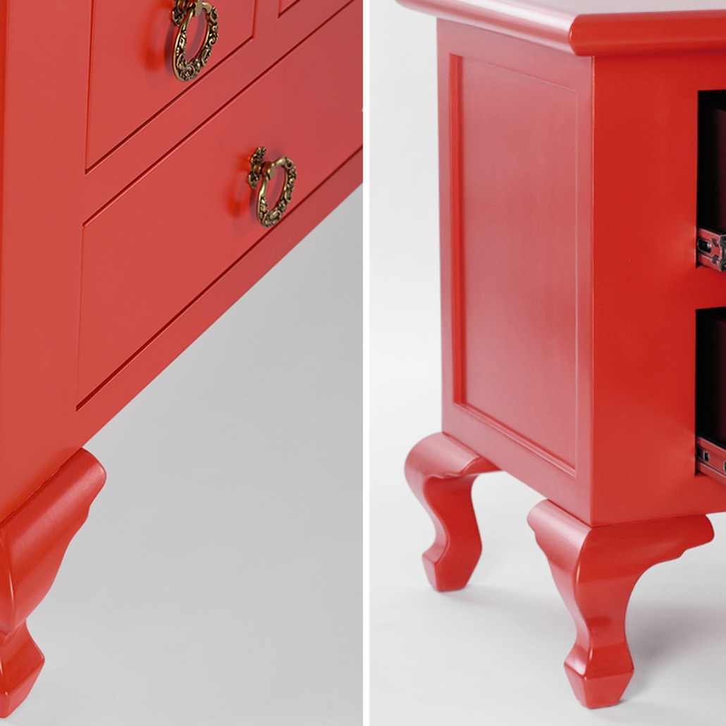 Комод длинный в стиле Шинуазри 9 ящиков Chinese Deep Red Красный