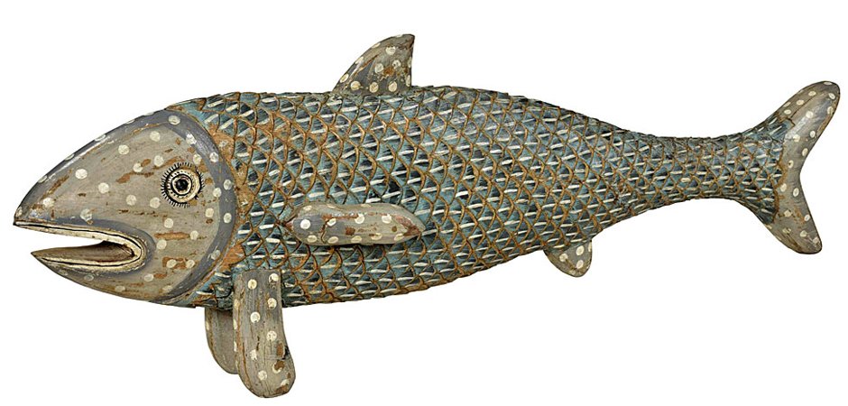 Антикварная скульптура рыбы Индия