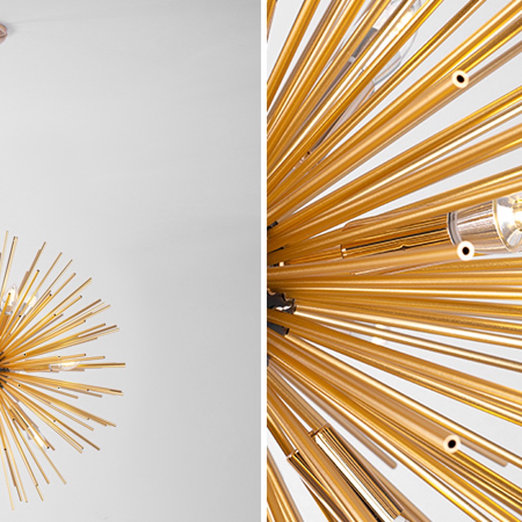 Huge Sputnik Chandelier Gold and Black