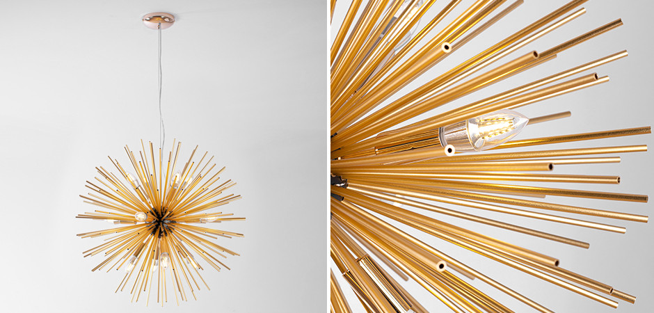 Huge Sputnik Chandelier Gold and Black