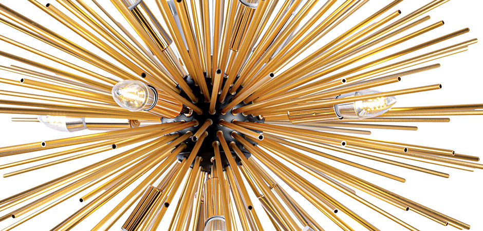 Huge Sputnik Chandelier Gold and Black