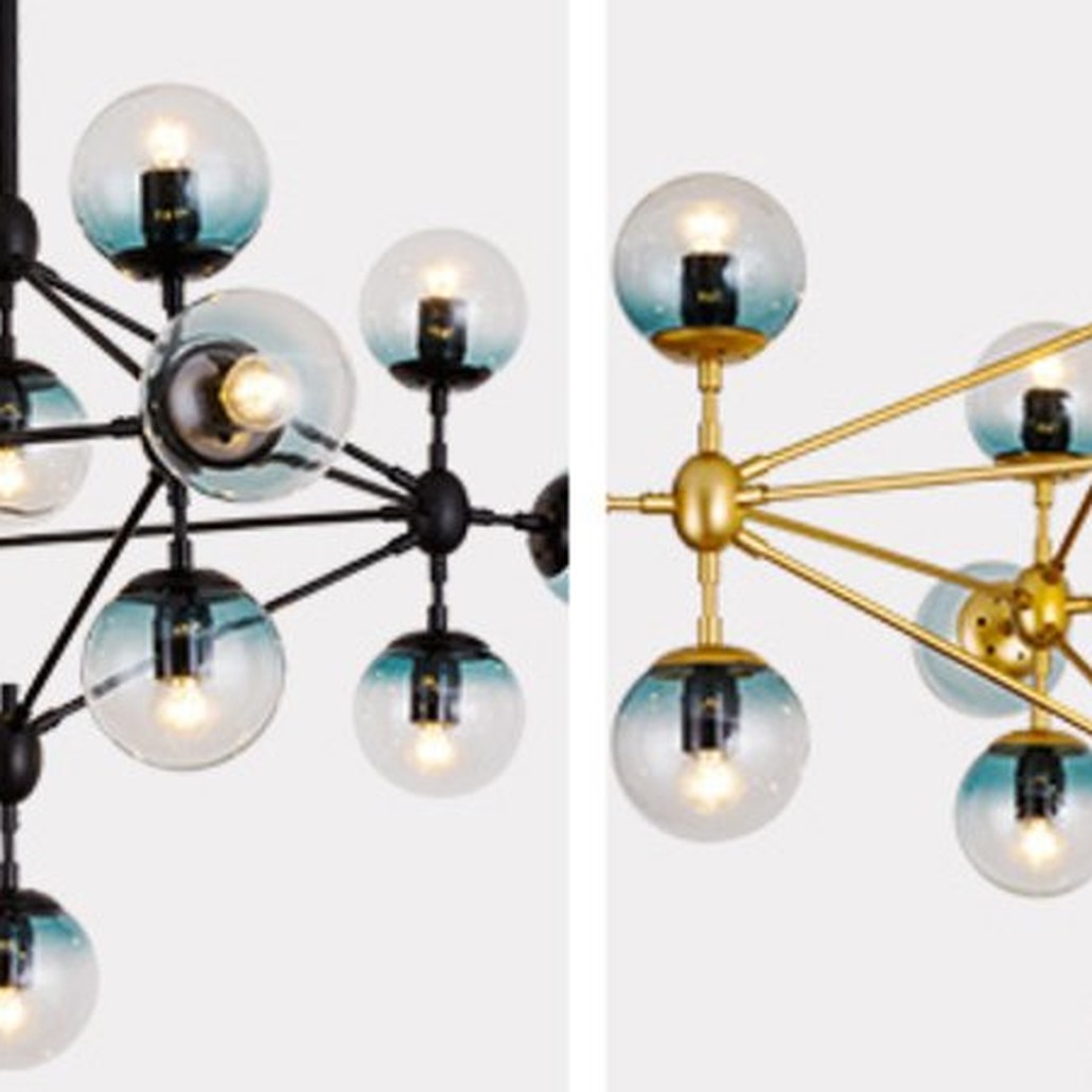 Люстра Modo Chandelier Globes Blue Ambre Gold