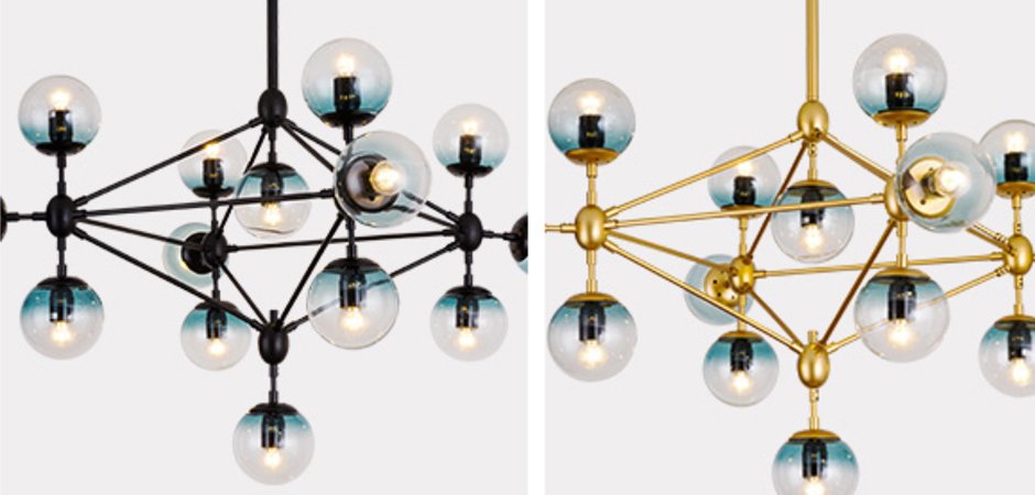 Люстра Modo Chandelier Globes Blue Ambre Gold