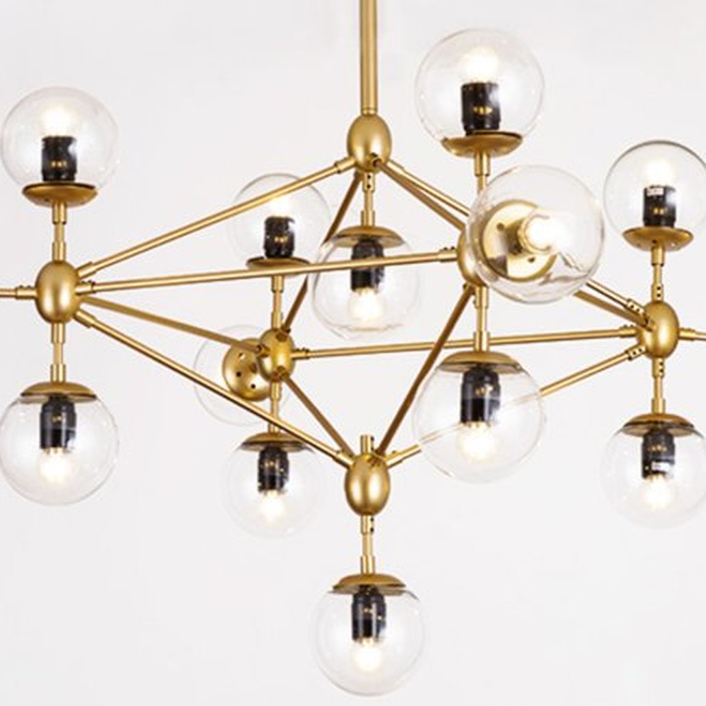 Люстра Modo Chandelier Globes Blue Ambre Gold
