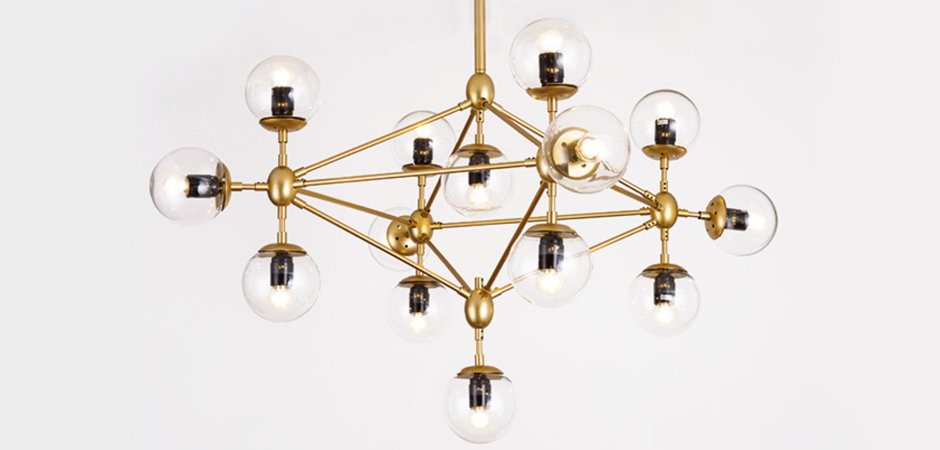Люстра Modo Chandelier Globes Blue Ambre Gold