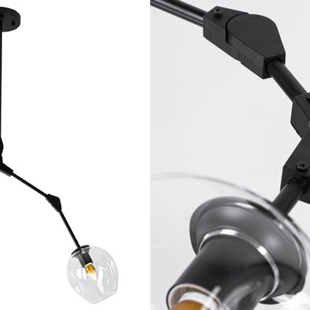 Люстра Сrumpled Glass Bubble Chandelier Black 3 плафона