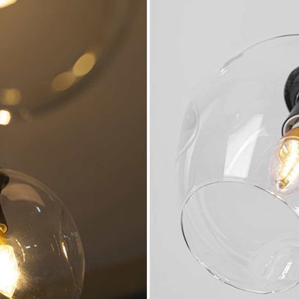 Люстра Сrumpled Glass Bubble Chandelier Black 3 плафона