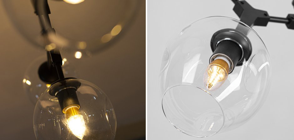 Люстра Сrumpled Glass Bubble Chandelier Black 3 плафона