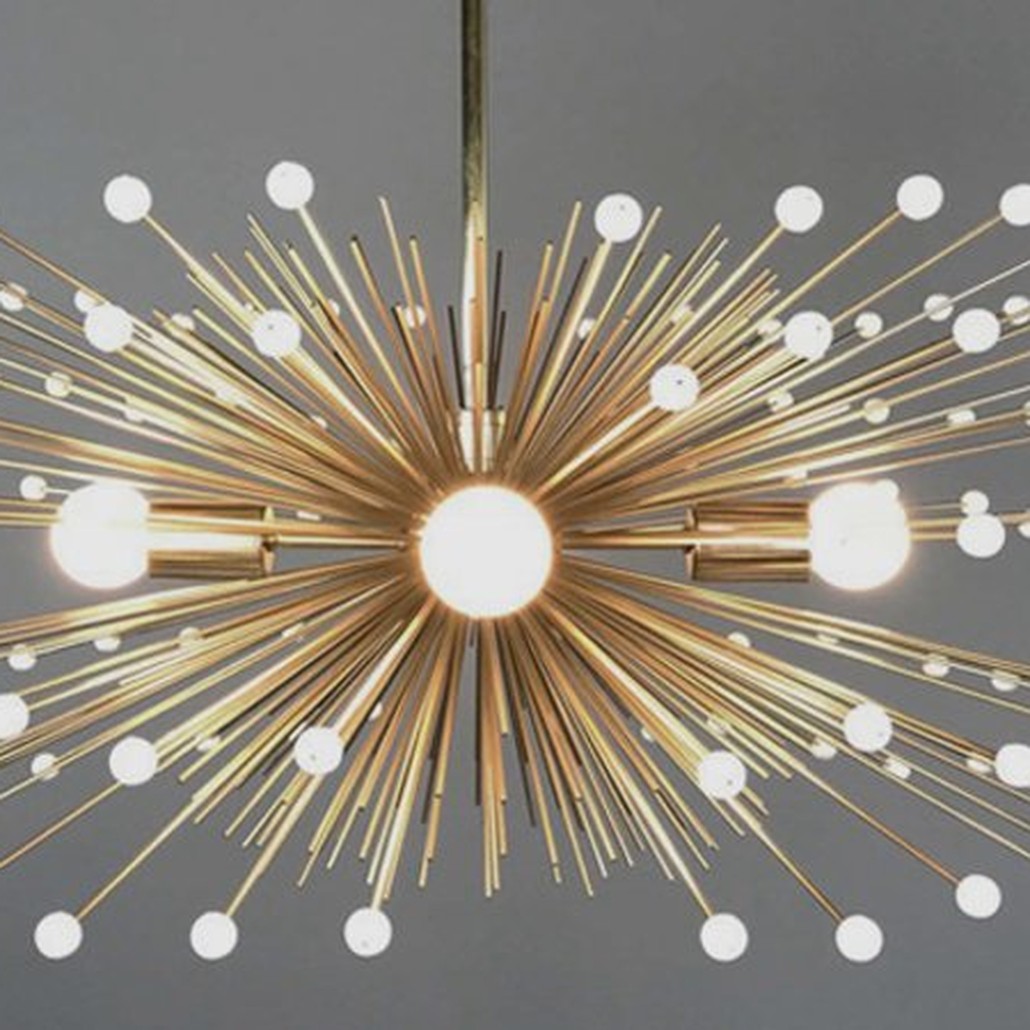 White Beaded Urchin Chandelier Sputnik