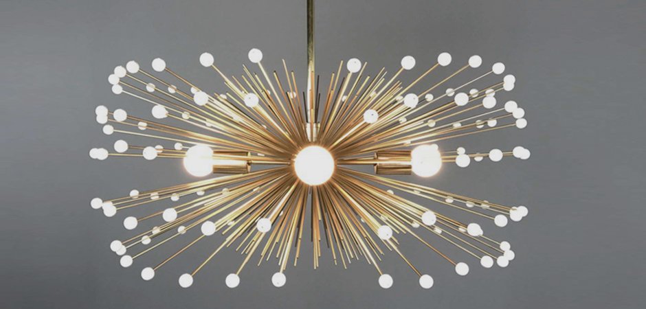 White Beaded Urchin Chandelier Sputnik
