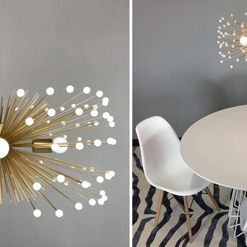 White Beaded Urchin Chandelier Sputnik