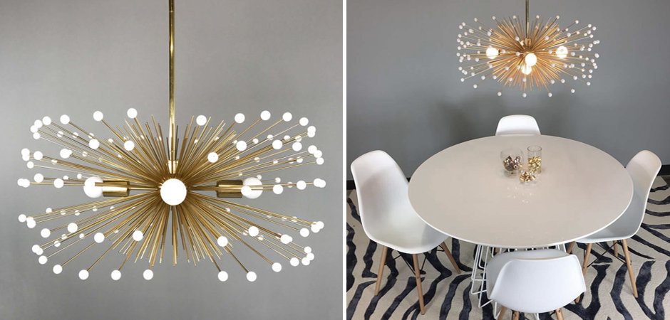 White Beaded Urchin Chandelier Sputnik