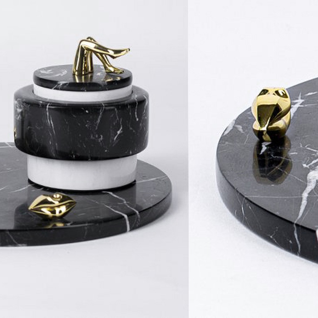 Поднос ACOLYTE ENTERTAINING PLATTER MARBLE & BRONZE