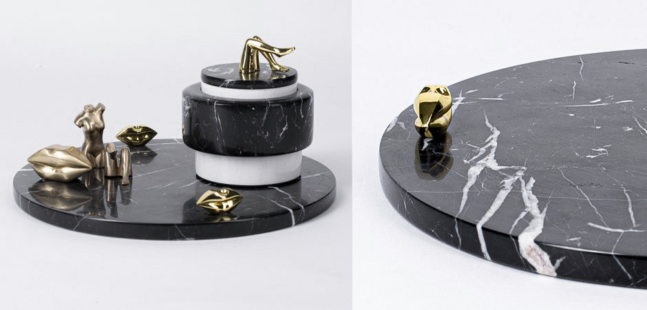 Поднос ACOLYTE ENTERTAINING PLATTER MARBLE & BRONZE