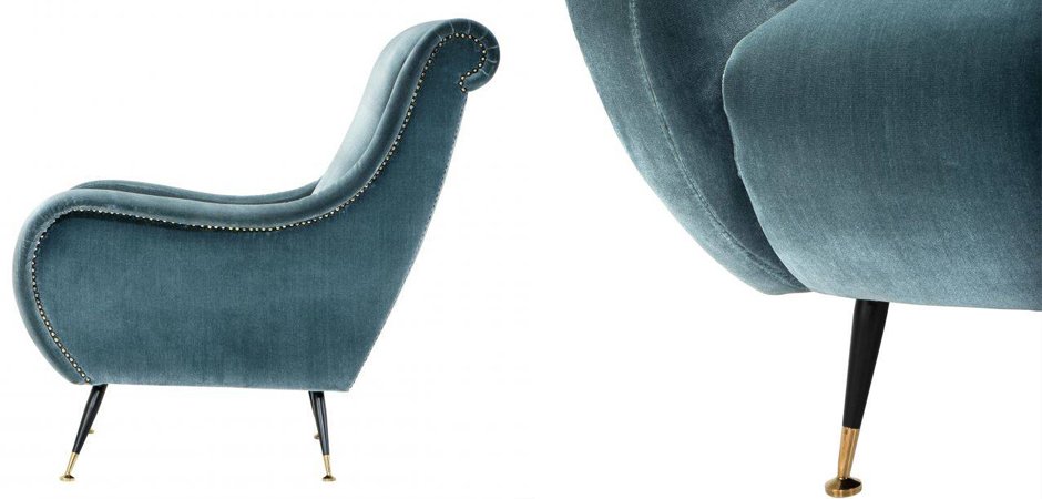 Кресло для гостиной Giardino Chair turquoise бирюзовый вельвет