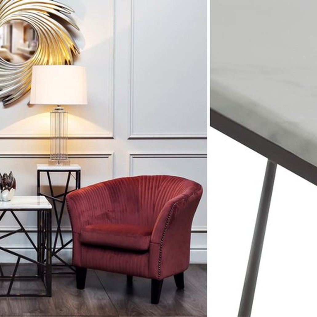 Приставной стол Serene Furnishing Dark Chrome Marble Top
