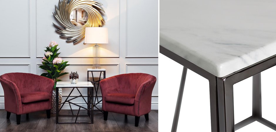 Приставной стол Serene Furnishing Dark Chrome Marble Top