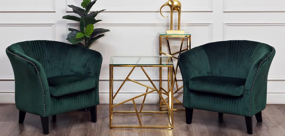 Приставной стол Serene Furnishing Gold Clear Glass Top Side Table