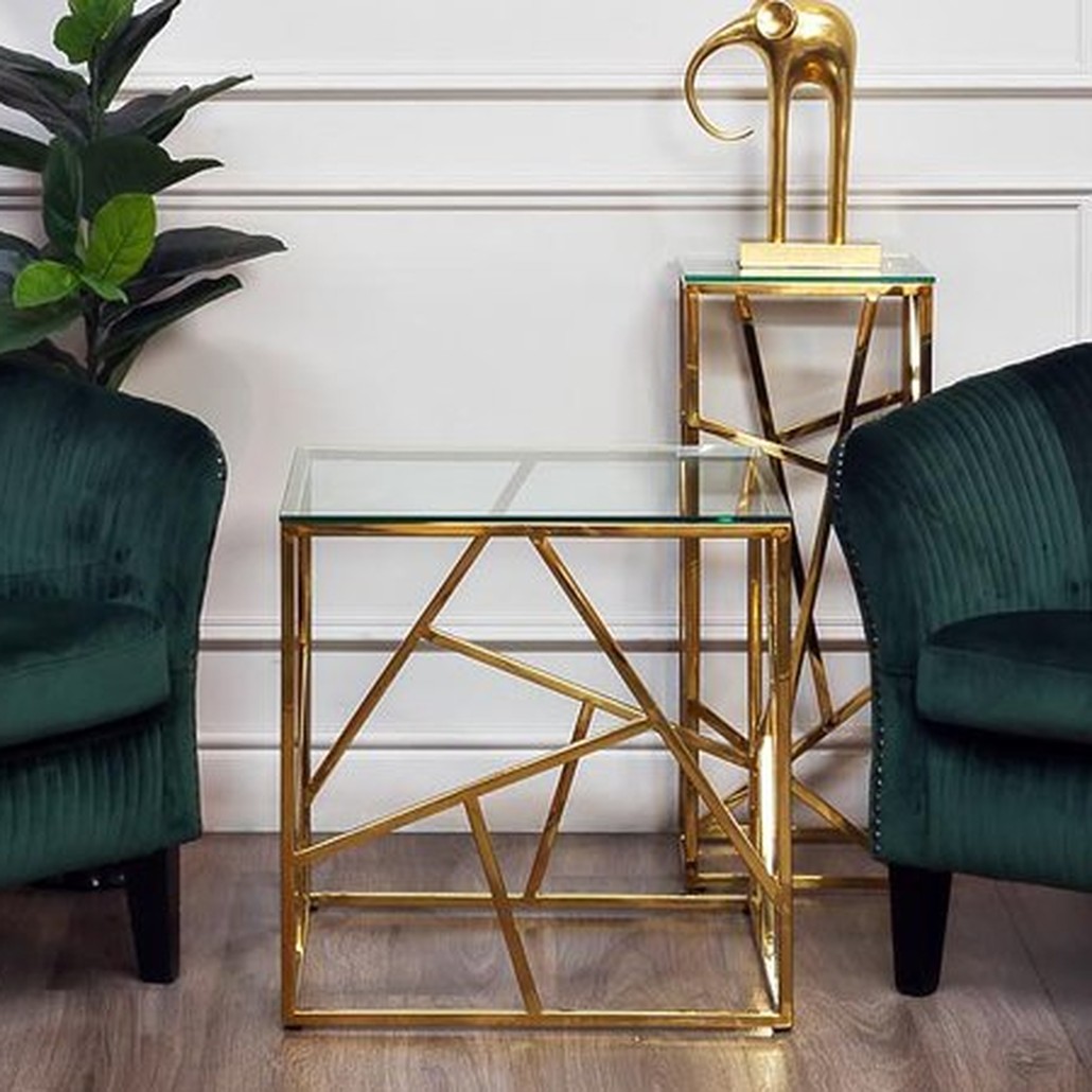 Подставка Serene Furnishing Gold Clear Glass Top stand