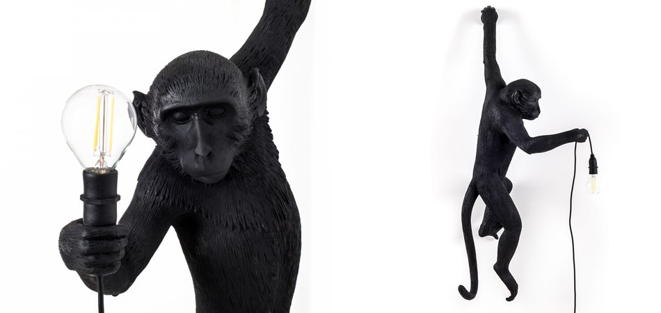 БРА SELETTI MONKEY LAMP HANGING VERSION Black