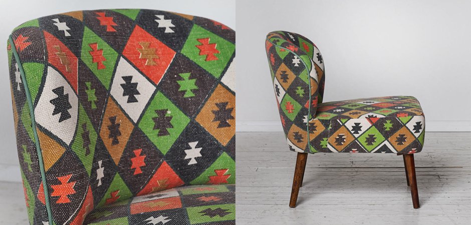 Кресло с зеленым орнаментом KELIM Pattern