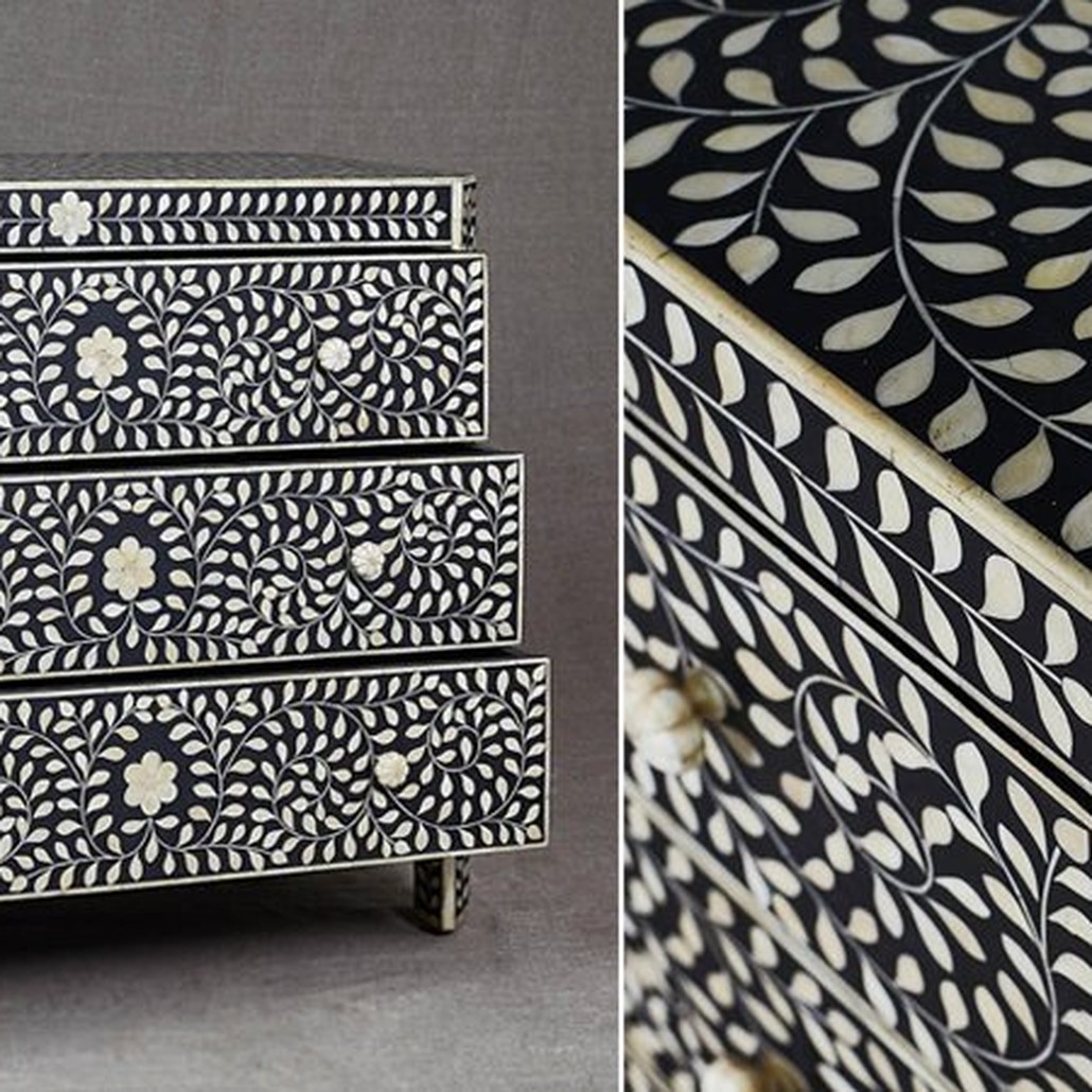 Комод с инкрустацией костью Inlaid Bone Flowers