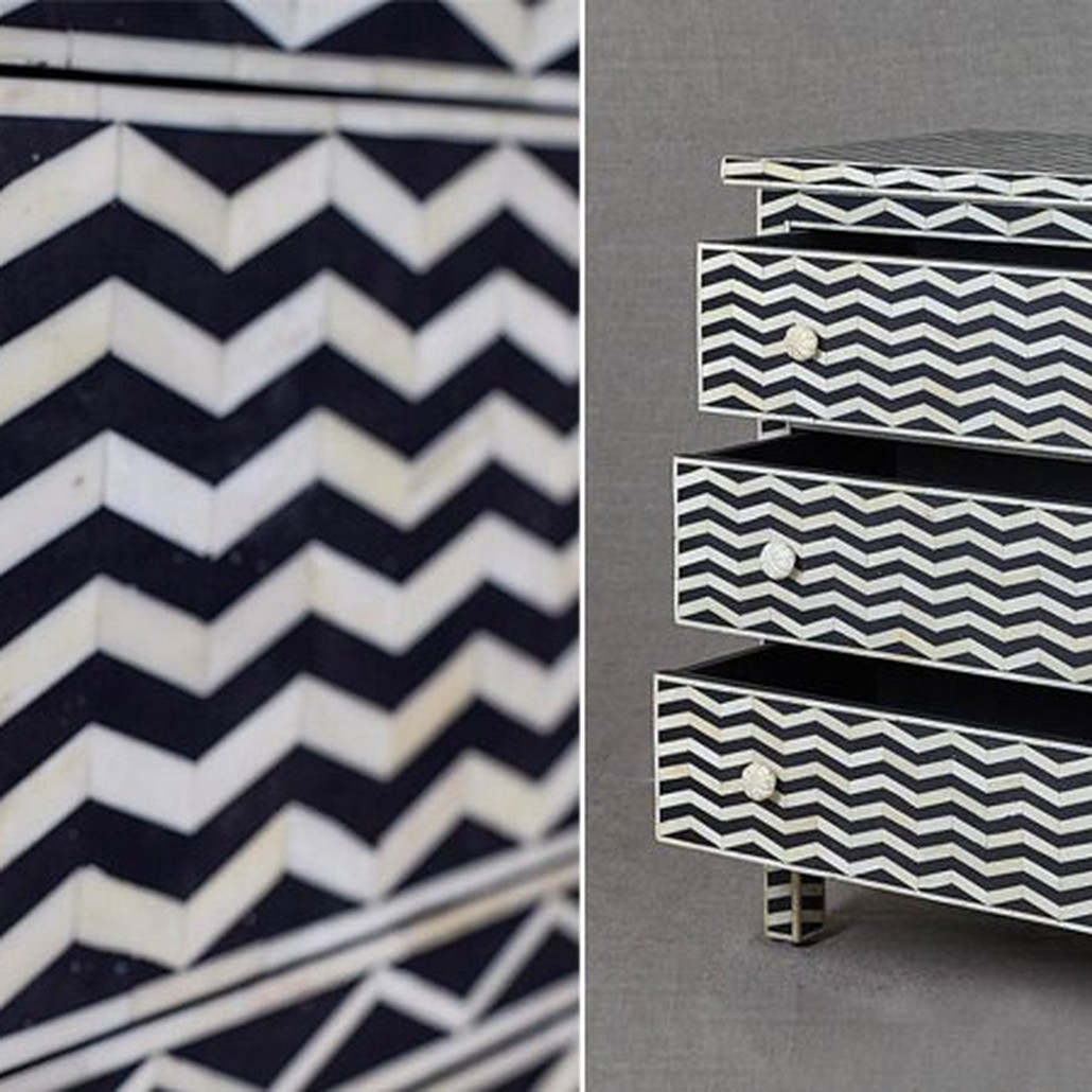 Комод инкрустация костью Inlaid Bone Chevron