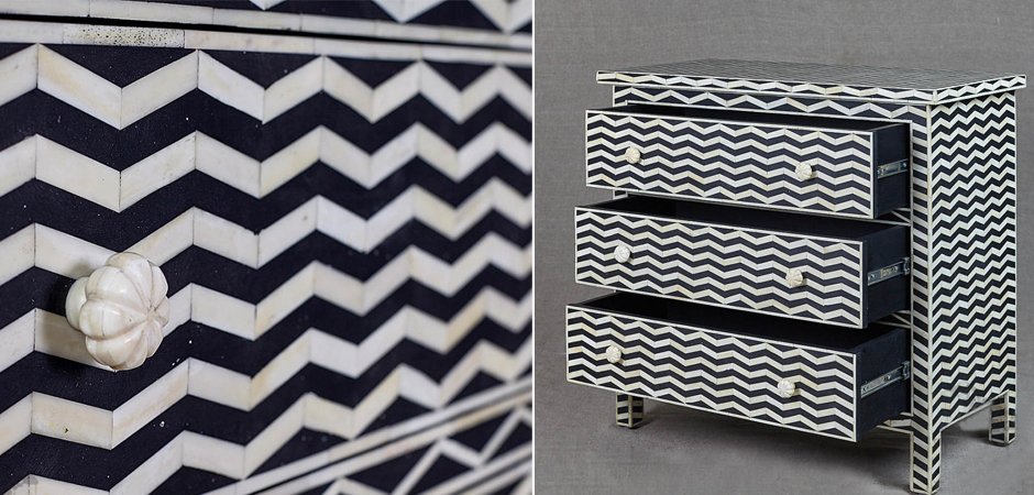 Комод инкрустация костью Inlaid Bone Chevron