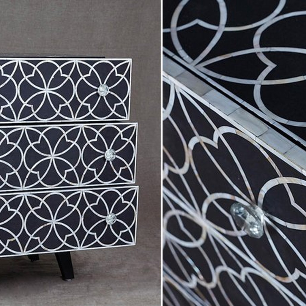 Комод с инкрустацией костью Inlaid Bone Flower Geometry