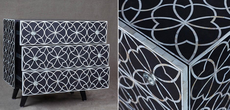 Комод с инкрустацией костью Inlaid Bone Flower Geometry
